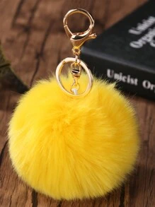 1pc Multicolour 8cm Fluffy Fur Ball Pom Pom Keychains, Soft Faux Fur-Like Ball Car Keyring, Car Keyring Key Holder Women Bag Pendant, Bag Accessories, Back To School Gifts (Please Note That The Keychain Is Fluffy And Can Be Rearranged To Look The Same As In The Picture Upon Receipt)