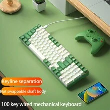JOMAA Bàn phím chơi game cơ có dây có đèn nền, thiết kế tiện dụng cho văn phòng và chơi game - màu sắc hỗn hợp - Xem 5