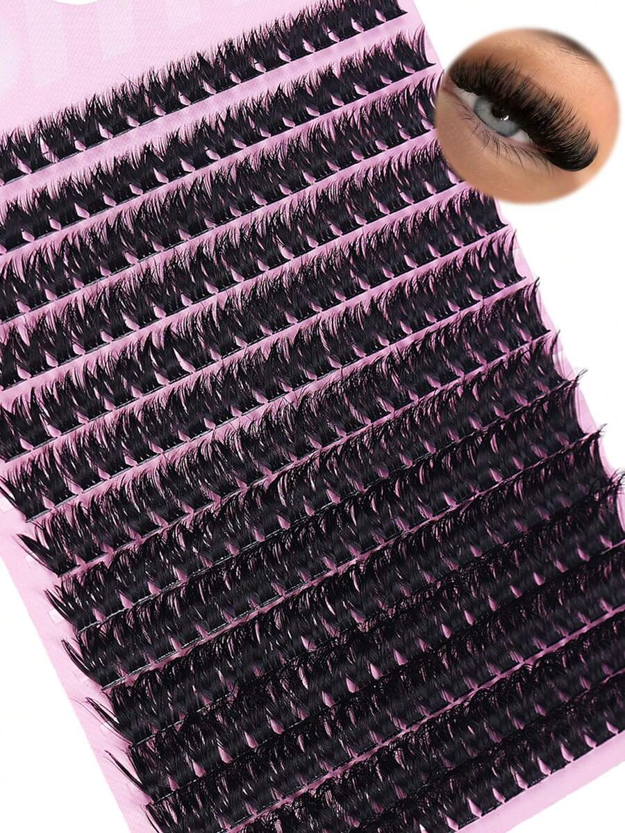 Cluster Eyelash Extension 280pcs 80D D Curling Individual Eyelashes Handmade Eyelash Bundles 8-16mm Dense Volume Cluster Lashes - C - View 1