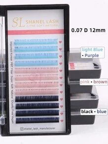 12 Hàng D Curl Mix Color Lash Ombre Color Lash Cashmere Classic Lash Extensions 0.07 12mm Mix Color Blue Purple Black Blue Pink Brown Ombre Gradient Colorful Lash Extensions D Curl Individual Single Classic Volume Mi Extensions Mink Color Lash Trays For Makeup Grap For Christmas For Party Prom - Nhiều màu - Xem 3
