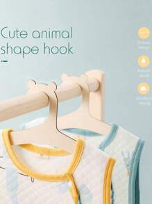 5pcs/10pcs/Set Cartoon Non-Slip Wooden Baby Clothes Hangers, Kids Room Home Wood Hanging Decor Love Valentine