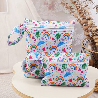 2 件装婴儿布尿布干湿袋旅行沙滩泳池袋防水储物袋迷你妈妈包