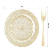 Reusable Plastic Dinnerware Set, Hard Plastic Plates, Western-Style Plates, Dishwasher Safe For Home, Party, Gathering - White - View 6