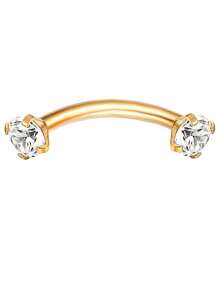 CASSIECA 1PC 车耳钉首饰车耳钉耳环男女款眉环 16G 不锈钢弧形杠铃吊坠 CZ 肚唇环软骨耳甲表面耳屏耳钉首饰 - 金色 - 查看 16