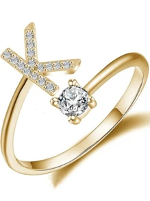 Anillos con letras ajustables para mujeres y adolescentes, anillo abierto minimalista con inicial para mujeres y hombres, anillo de letra en inglés personalizado 26, anillo de dedo delicado de acero inoxidable, regalo de pareja y amigo, accesorios de joyería de moda