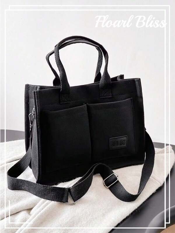 Autumn/Winter Fuzzy Corduroy Printed Practical Tote Bag, Shoulder Bag, Mommy Bag, Lunch Bag, Large Capacity Handbag, Briefcase