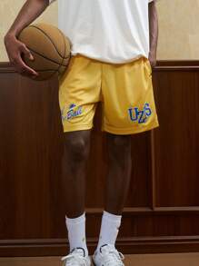 UZISER Uziser Boyfriend Style Men's Quick-Drying Sports Shorts Training Quarter Mesh Breathable Hollow Printed Shorts