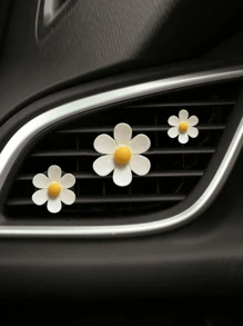 3pcs/Set 6-Petal Flower Car Air Freshener Clip, Small Daisy Car AC Vent Clip, Creative Multi-Color Options, Car AC Vent Fragrance Clip, Suitable For Vehicle AC Vent, Floral Decor Clip, Women's Car Decor, Car Vent Clip Decoration, Fashionable Car Accessory, Fragrance Diffuser (Fragrance Not Included), Perfect Holiday Gift, Freshens Air, Adorable Car Interior Decor, Car Supplies - Multicolor - View 1