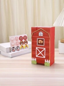 12pcs/Set 24*13*8CM Kraft Paper Bags With Cute Farm Animal Design, Creative Candy/Gift Bags For Holiday Party Or Birthday (1 Sticker Included),Christmas Valentine Day - Multicolor - View 17