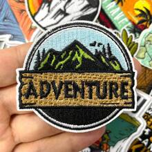 13pcs Mountain Landscape Embroidery Patches, Outdoor Element Travel Theme Iron-On Decals For DIY Backpack, Jacket, Hat, Jeans, Shoes Decoration