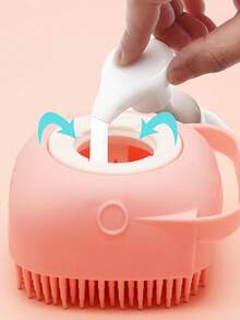 1pc Random Pet Shampoo Brush, Soft Safe Silicone Bath Gloves For Small/Large Dogs Cats, Includes Shampoo Storage, Pet Grooming Tool