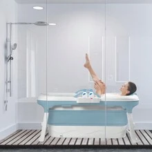 VA-Cerulean Foldable Bathtub 118 X 60 X 53 Cm / 128 X 60 X 53 Cm / 148 X 60 X 53 Cm Folding Bathtub Adults With Removable Cover, Soap Basket And Massage Rollers For Small Bathroom And SPA - 118*60*53cm - View 6