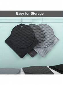 6 PCS Silicone Trivets Set, Heat Resistant Pot Holders, 7 IN Non-Slip Hot Pads For Kitchen, Multi-Purpose Square & Round Mats For Hot Dishes, Pots, And Pans - Black/Grey - Multicolor - View 10