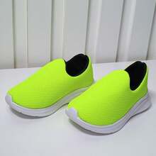 Children's Tennis Comfortable School Sock Sneakers Unisex Slip On Tenis Femenino - 青檸色 - 查看 4