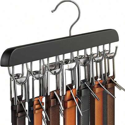 1 件装衣柜皮带挂钩，最多可挂 42 条皮带，木制皮带收纳架，衣柜配件，带 14 个挂钩，黑色衣架，皮带领带展示架，挂架，用于衣柜收纳和储物装饰品，装饰，节日装饰，房间装饰，家居装饰，卧室装饰，卧室，收纳，收纳，家居储物，女式白色 T 恤，女式黑色裤子，女士冬装，连衣裙，女士冬装，优雅女装，女士白衬衫，长袖，女士白色连体裤，女士春装，女士春装，春季，春装，极简主义，夏季上衣