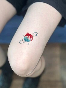 1 件防水彩色临时纹身贴纸，PVC 卡通猫图案，适合男女，手部和腿部日常使用 - 彩色 - 查看 13