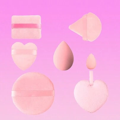 mik&joe 7pcs/Set Pink Valentine'S Day Makeup Powder Puff Sponge Kit,Makeup,Cheap,Room Decor,Vanity,Travel,Bedroom,Makeup Accessories,Puff,Makeup Blender,Powder Puff,Makeup Sponge,Cheap,Stocking Stuffers,Makeup,Makeup Tools,Cheap Stuff,Gifts,Gifts For Women,Christmas Gifts,Giveaways,Travel,Cheap Stuff,Travel Essential