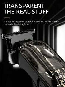 KIKIDO Professional Electric Cordless Hair Clipper Rechargeable Beard Hair Trimmer Transparent Shell Adjustable Barber KK-314 - Black - View 8