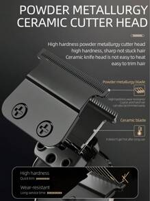 KIKIDO Professional Electric Cordless Hair Clipper Rechargeable Beard Hair Trimmer Transparent Shell Adjustable Barber KK-314 - Black - View 6