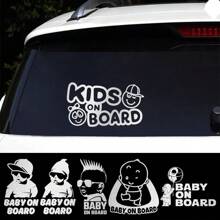 适用于 Mini Cooper S JCW R50 R53 R56 R60 R61 F54 F55 F56 F60 配件 Baby On Board 车身卡通贴纸 警示贴花 PVC - Silver White - 查看 2