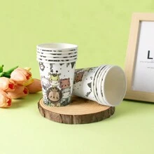 10/20/50 件丛林派对卡通动物长颈鹿狮子生日派对野餐一次性杯子，圣诞节 - 彩色 - 查看 1