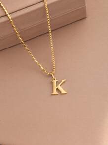 1pc Women Initial Letter A-Z Necklace, Stainless Steel Alphabet Pendant, Halloween & Back To School Gift