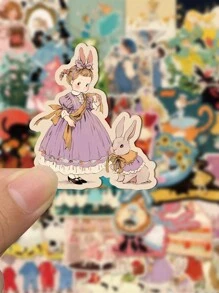 50 piezas Pegatinas de dibujos animados lindos de la serie de cuentos de hadas para decoración DIY para teléfonos móviles, portátiles, botellas de agua, cuadernos, pegatinas impermeables