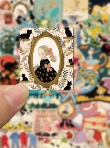 50 piezas Pegatinas de dibujos animados lindos de la serie de cuentos de hadas para decoración DIY para teléfonos móviles, portátiles, botellas de agua, cuadernos, pegatinas impermeables