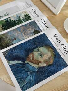 1Pc World Famous Paintings Magazine, Van Gogh Magazine,Ins Style English Magazine Books, Food, Cosmetics Photo Props, Live Background Props, Decorative Background, Decorative Magazines Gifts Birthday Graduation