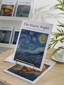 1Pc World Famous Paintings Magazine, Van Gogh Magazine,Ins Style English Magazine Books, Food, Cosmetics Photo Props, Live Background Props, Decorative Background, Decorative Magazines Gifts Birthday Graduation