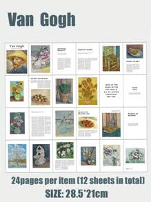 1Pc World Famous Paintings Magazine, Van Gogh Magazine,Ins Style English Magazine Books, Food, Cosmetics Photo Props, Live Background Props, Decorative Background, Decorative Magazines Gifts Birthday Graduation