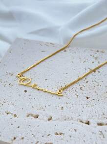 Personalized Name Necklace With Box Chain Custom Name Necklace For Women Stainless Steel Customized English Letter Name Pendant Handmade Jewelry Unique Birthday Gift For Her Mom Girlfriend, Wife,Bridesmaid Gold Stylish, Fall Fashion