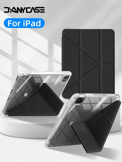 DANYCASE For IPad A16 2025 Air 11 13 M2 M3 Pro 11 13 M4 2024 Air 4 5 10th 10.9 Pro 11 9th 8th 7th 10.2 Pro 12.9 4th 5th 6th Transparent Back Cover Y Fold Case