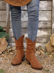 Giày bốt đế xuồng mũi nhọn phong cách phương Tây, bốt buộc dây đa năng - màu nâu - Xem 5