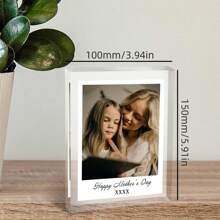 1pc Customized Acrylic Photo Block - Personalize With Your Photos And Text, Suitable For Holidays, Birthdays, Anniversaries, Graduations, And Other Special Occasions, Personalized Acrylic Printed Gift, Valentine Day Decor Students, Kids For Valentine's Day, For Anniversaries, For Weddings, For Mother's Day, For Children's Day, For Birthdays, For Father's Day, For Graduation, For Housewarming School, Office, Home - Crystal Color - View 5