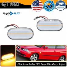 2pcs Smoked/Clear Lens Amber LED Front Fender Side Marker Lights For VW Golf Mk4 Bora Polo Jetta - 透明鏡片 - 查看 1