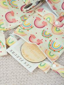 3pcs Rainbow Flower Pattern Baby Diaper Wet/Dry Bag/Pouch Baby Shower Family Decorations Gifts - Multicolor - View 6