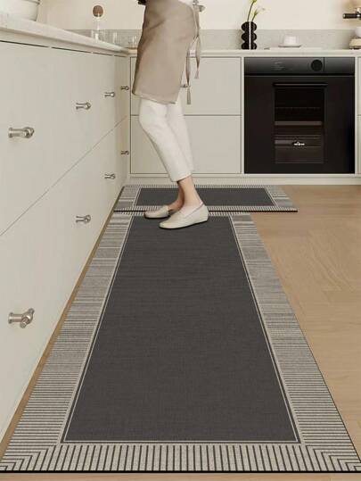 1 szt. Kuchenna mata podłogowa z gumy silikonowej, wysokiej klasy wzór gradientowy z blokami kolorów, wyściełany dywanik kuchenny przeciw zmęczeniu, chłonny, antypoślizgowy, odpowiedni do kuchni, łazienki, przedpokoju, pralni, minimalistyczna mata z miękkiej gumy silikonowej