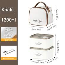 2 件/3 件 304 不锈钢便当盒，户外野餐容器，防漏，可重复使用食品储存盒，带保温袋，适用于办公室、学校或旅行圣诞礼物、学校用品 - 304小白餐盒(附保溫袋+餐具) - 查看 14