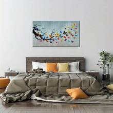 Vintage Butterfly Canvas Wall Art - Colorful Butterflies On Teal Background, Ready To Hang, 24''x32''x1.5''(60x80x4cm) - Color - View 4