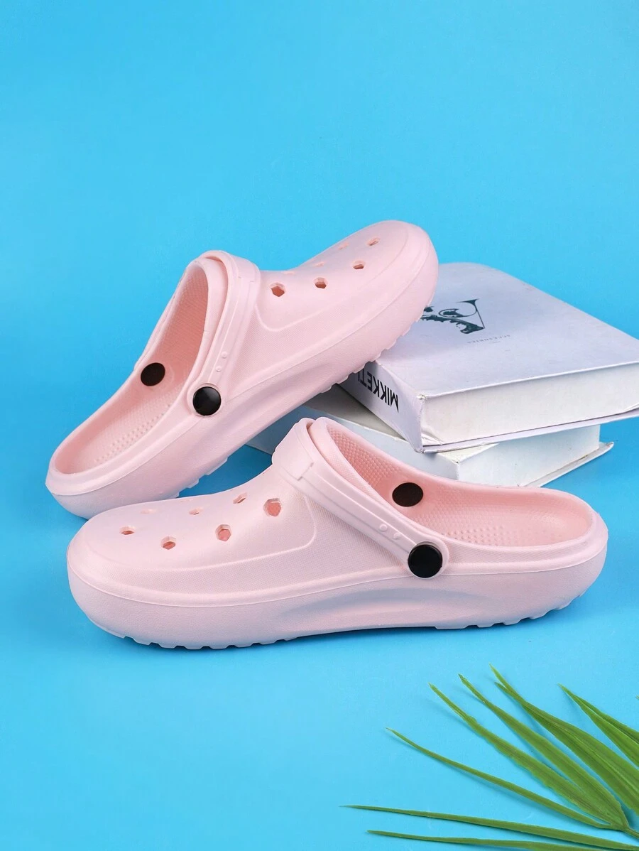 Women Minimalist Perforated Garden Sandals - Pink - View 1