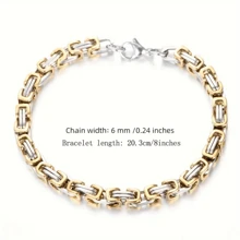 2pcs/Set Men's Retro Cross Pendant Necklace And Simple Bracelet, Stainless Steel Jewelry Set For Men - Gradient Gold - View 7