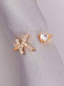 Anillos con letras ajustables para mujeres y adolescentes, anillo abierto minimalista con inicial para mujeres y hombres, anillo de letra en inglés personalizado 26, anillo de dedo delicado de acero inoxidable, regalo de pareja y amigo, accesorios de joyería de moda