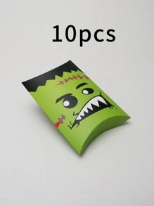 5 piezas/10 piezas Cajas de regalo con forma de almohada para Halloween para tarjetas de regalo, dulces, galletas, regalos, detalles de fiesta hechos a mano, decoración de aula, fiesta escolar, decoraciones de Halloween, decoraciones del hogar para Halloween, fiesta de Halloween, bolsa de Halloween, fiesta de Halloween - Papel - Ver 12