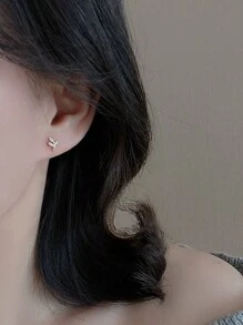 زوج من أقراط الأذن المزينة بفرع شجرة الزيتون والأوراق والزركونيا الفاخرة، أقراط زهرية رقيقة للنساء، بأسلوب العطلات