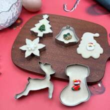 8 piezas/set, Juego de moldes para cortar galletas navideñas, molde de acero inoxidable, cortador de pan navideño, Papá Noel/Muñeco de nieve/Caballito de mar/Copo de nieve/Reno/Campanas/Calcetines/Árbol de Navidad, molde de hornear en casa, utensilios de cocina, artículos asequibles. Decoraciones navideñas Regalos navideños