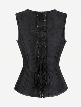 Corsé con ballenas de acero de estilo gótico, corpiño superior de estilo vintage punk para mujer, apto para fiestas formales, disfraces de Halloween y cosplay