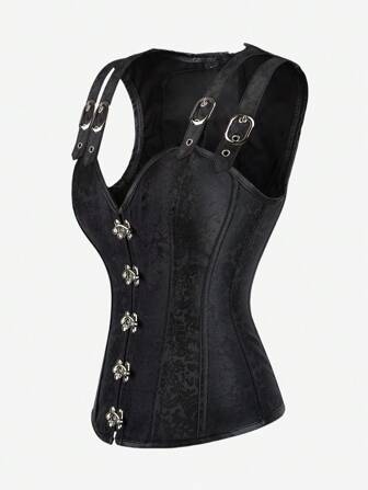 Corsé con ballenas de acero de estilo gótico, corpiño superior de estilo vintage punk para mujer, apto para fiestas formales, disfraces de Halloween y cosplay