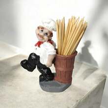 Small Resin Walking Chef Chef Toothpick Holder - trắng - Xem 1