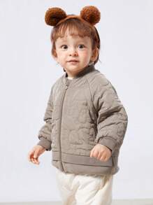 Balabala Abrigo acolchado para bebé niña, ropa cosida nueva, gruesa, de moda y sencilla - Gris - Ver 2